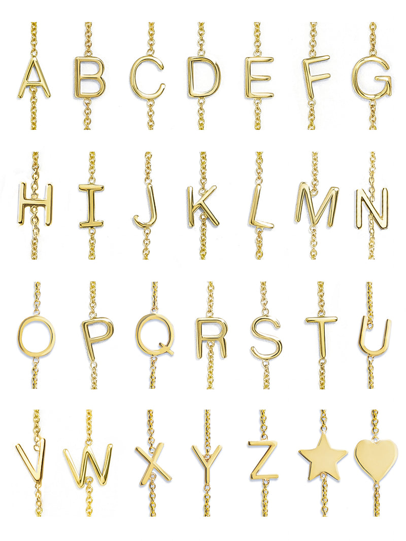 BaubleBar Maya Brenner Asymmetrical Custom Initial Necklace - Double Letter - 
    Solid White Gold, Rose Gold, or Yellow Gold
  
