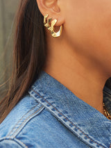 BaubleBar Michel Hoop Earrings - Gold - 
    Curb chain hoops