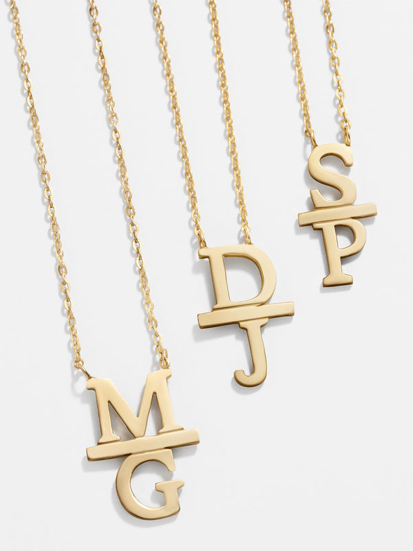 14K Gold Stacked Initial Custom Necklace - Gold