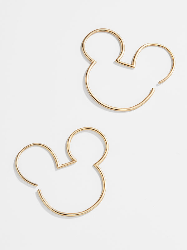 Mickey Mouse disney 18K Gold Sterling Silver Threader Hoop Earrings - Gold