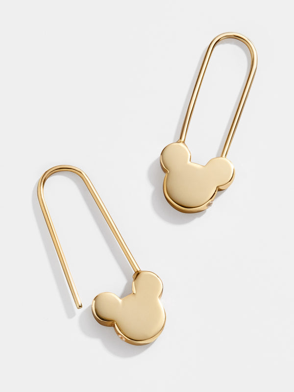 Mickey Mouse Disney 18K Gold Sterling Silver Safety Pin Earrings - Gold