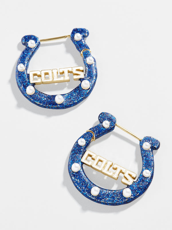 Indianapolis Colts NFL Horseshoe Hoop Earrings - Indianapolis Colts