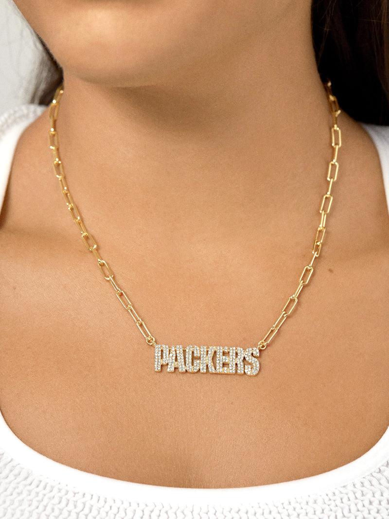 BaubleBar Green Bay Packers NFL Gold Chain Necklace - Green Bay Packers - 
    NFL necklace
  
