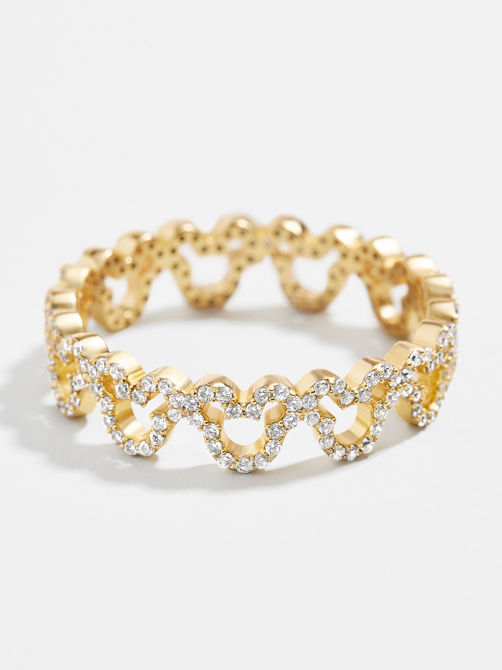 Mickey Mouse Outline 18K Gold Ring - Gold/Pavé