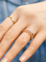 BaubleBar Mickey Mouse Outline 18K Gold Ring - Gold/Pavé - 
    18K Gold Plated Sterling Silver