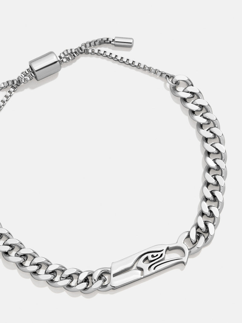 BaubleBar Seattle Seahawks NFL Silver Curb Chain Bracelet - Seattle Seahawks - 
    NFL bracelet
  
