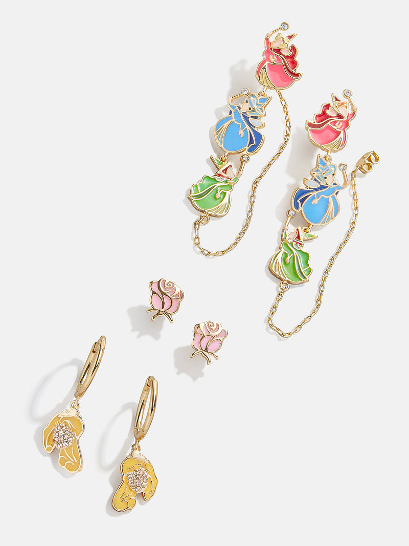 BaubleBar Sleeping Beauty disney Princess Earring Set - Multi/Gold - 
    Three pairs of Disney Princess earrings
  
