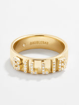 BaubleBar 18K Gold Custom Block Ring - Gold/Pavé - 
    18K Gold Plated Sterling Silver, Cubic Zirconia stones
  
