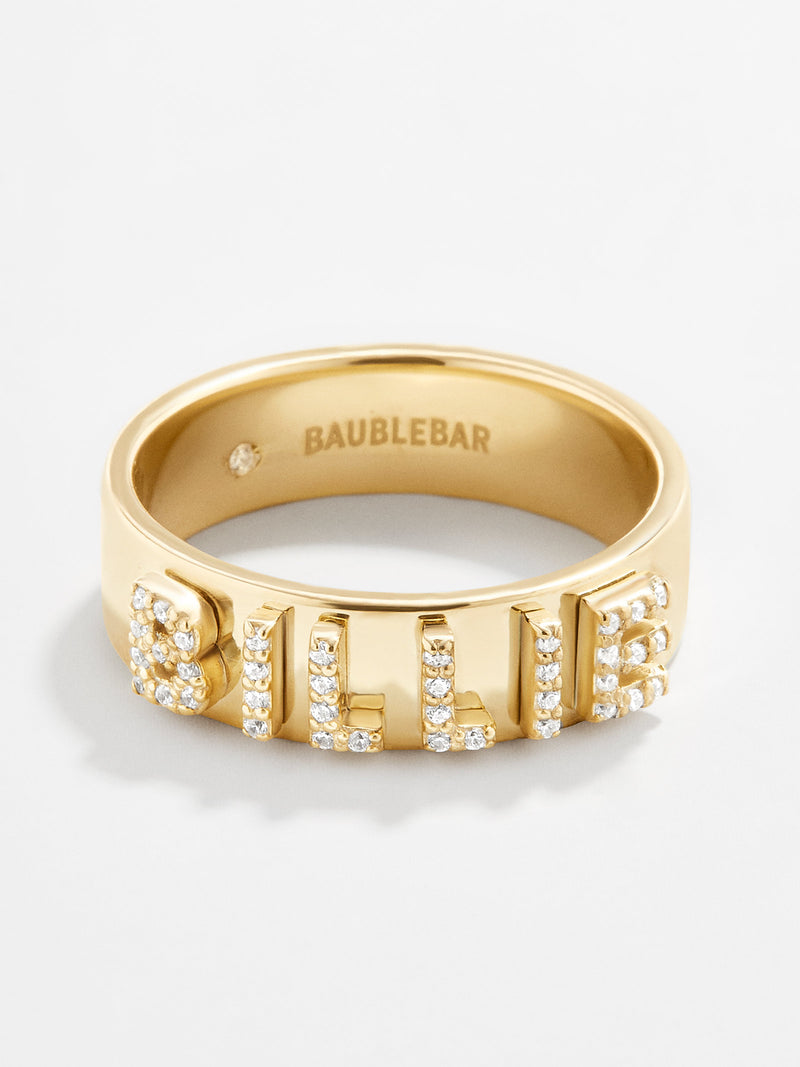 BaubleBar 18K Gold Custom Block Ring - Gold/Pavé - 
    Enjoy 20% off - This Week Only
  
