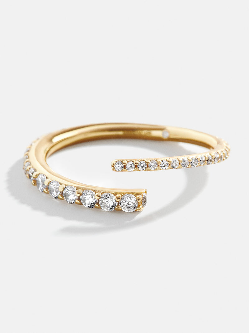 BaubleBar Nicole 18K Gold Ring - Clear/Gold - 
    18K Gold Plated Sterling Silver, Cubic Zirconia stones
  
