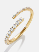 BaubleBar Nicole 18K Gold Ring - Clear/Gold - 
    18K Gold Plated Sterling Silver, Cubic Zirconia stones
  
