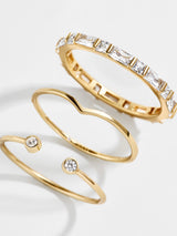 BaubleBar Mariah 18K Gold Ring Set - Gold - 
    18K Gold Plated Sterling Silver, Cubic Zirconia stones
  

