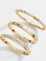 BaubleBar Maddie 18K Gold Ring Set - Gold/Pavé -
Set of three 18K gold plated sterling silver rings