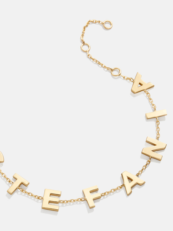 18K Gold Custom Spaced Letter Name Bracelet - Large