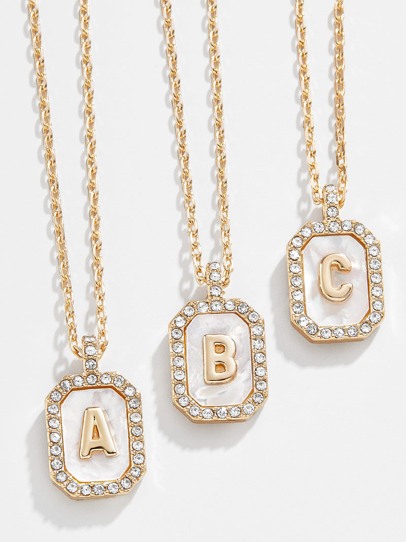 BaubleBar Gold & Mother of Pearl Initial Necklace - Mother Of Pearl - 
    Initial pendant necklace
  
