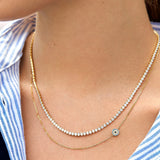 18K Gold Asymmetrical Evil Eye Necklace - Evil Eye