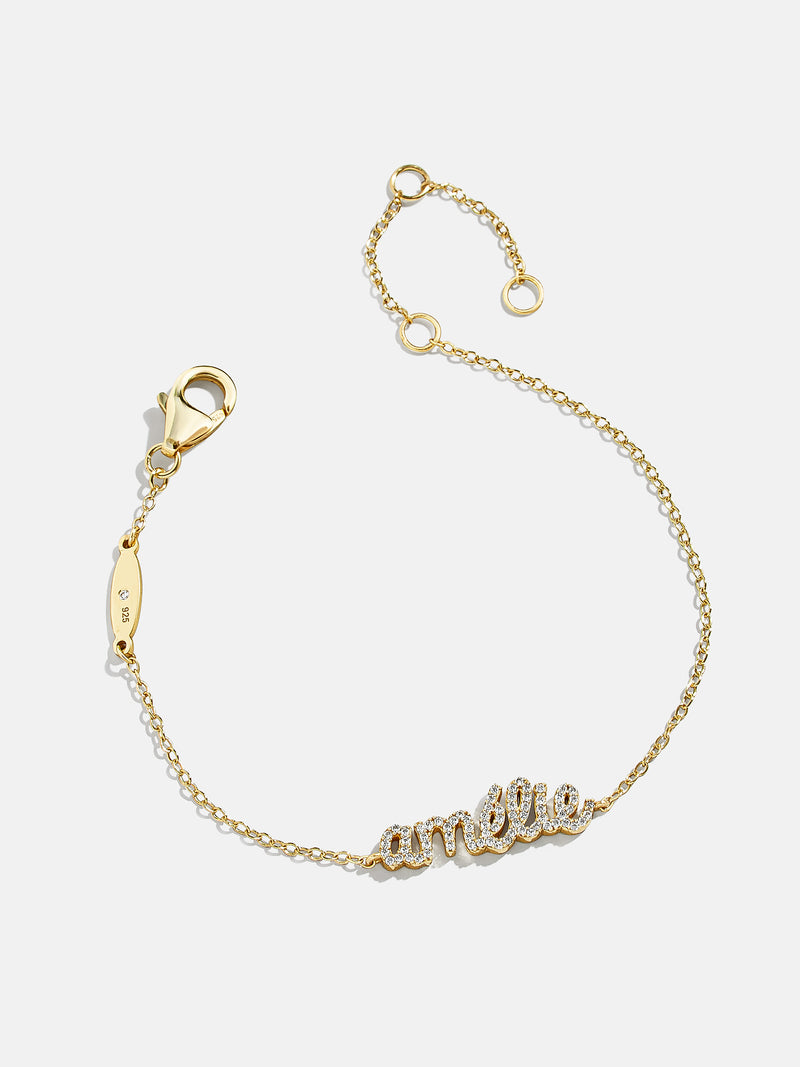 BaubleBar 18K Gold Pavé Custom Nameplate Bracelet - 18K Gold Plated Sterling Silver. Pavé Cubic Zirconia Stones - 
    18K Gold Plated Sterling Silver
  
