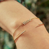 Sterling Silver Pavé Custom Nameplate Bracelet - Sterling Silver. Pavé Cubic Zirconia Stones