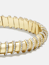 BaubleBar Phoebe Bracelet - Clear - Gold beaded stretch bracelet