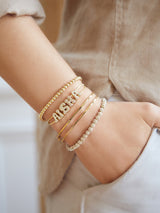 BaubleBar Mary Bracelet - Gold/Pavé - Gold and crystal stretch bracelet - Also offered in small wrist sizes