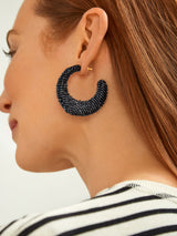 BaubleBar Callie Earrings - Black - Beaded hoop earrings