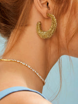 BaubleBar Callie Earrings - Gold - Beaded hoop earrings