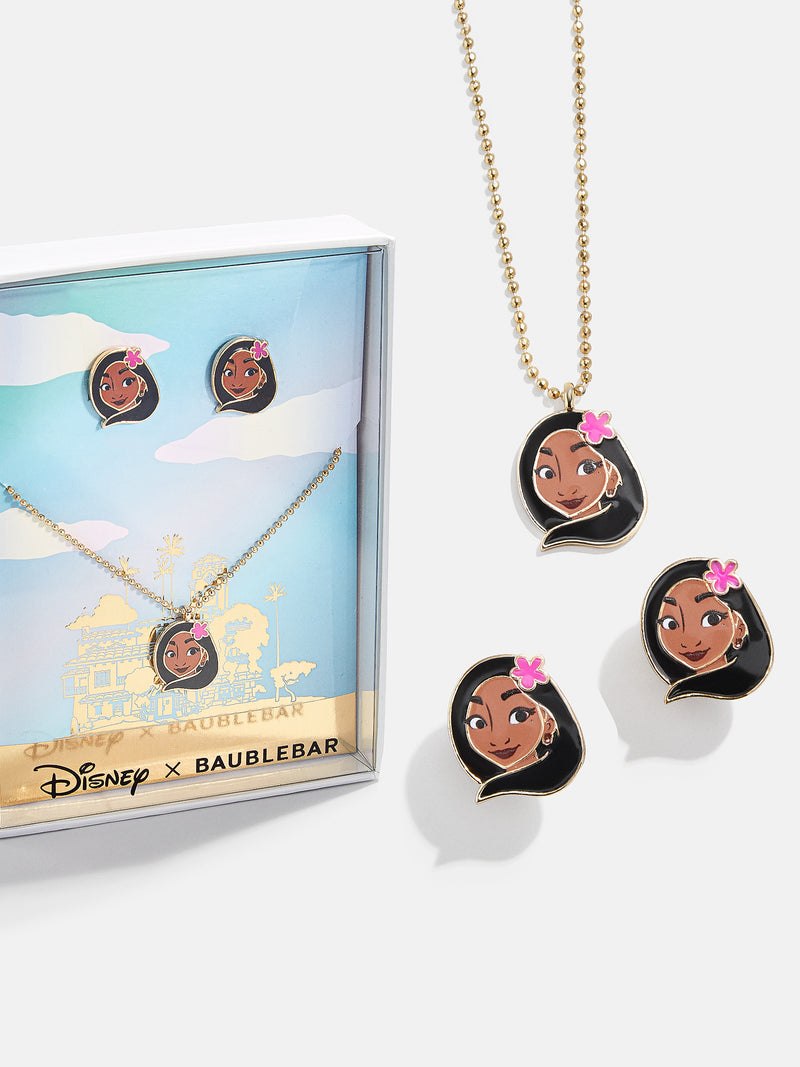 BaubleBar Encanto Earring & Necklace Set - Isabela - Disney clip-on earrings and necklace