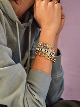 BaubleBar Black/White - Enamel beaded stretch bracelet