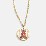 MLB Gold Baseball Charm Necklace - Los Angeles Angels