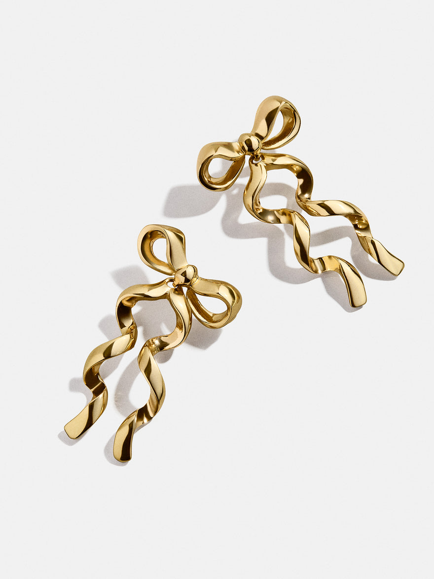 Bow Statement Stud Earrings - Gold