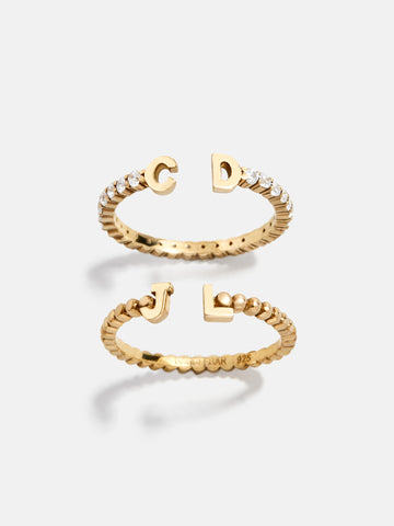 14K Gold Custom Initial Ring - Gold ā 14K gold plated sterling silver ...