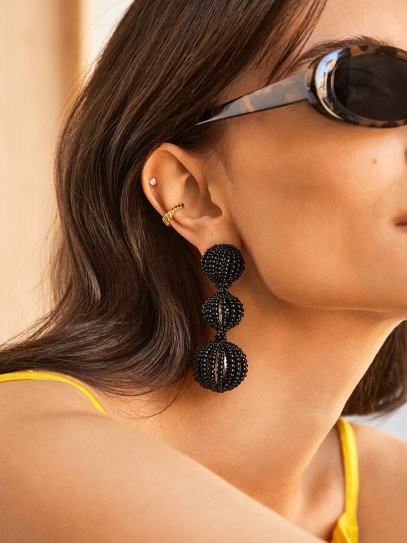 BaubleBar Skylar Earrings - Black - Beaded statement earrings