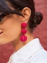 BaubleBar Skylar Earrings - Hot Pink - Beaded statement earrings