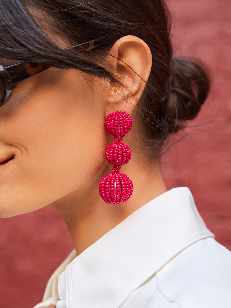 BaubleBar Skylar Earrings - Hot Pink - Beaded statement earrings