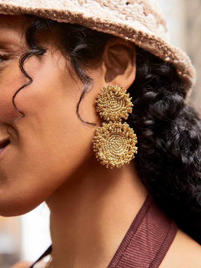 BaubleBar Erin Earrings - Gold - Beaded statement earrings