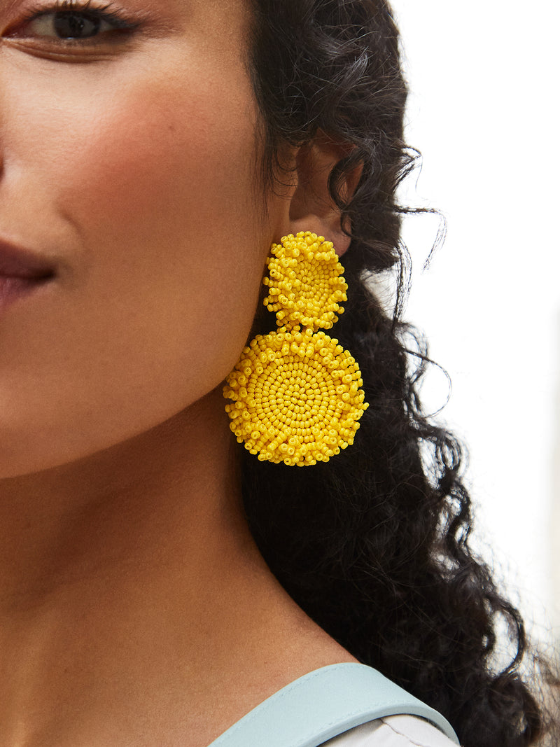 BaubleBar Erin Earrings - Yellow - Beaded statement earrings