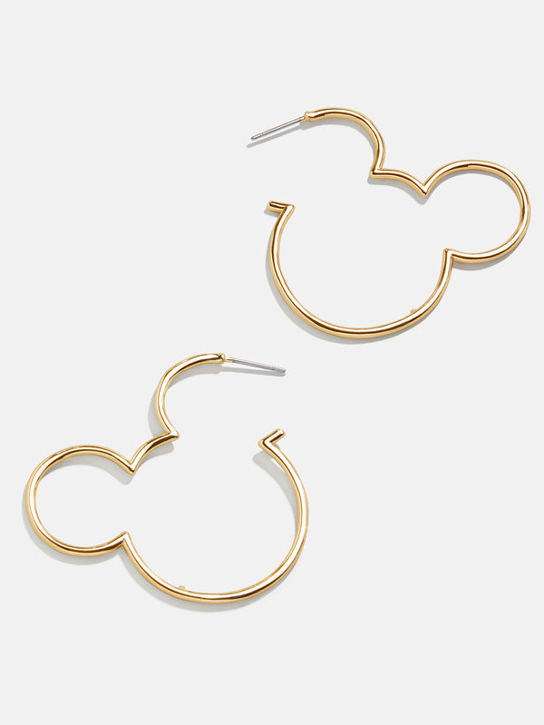 Mickey Mouse Disney Outline Hoop Earrings - Gold