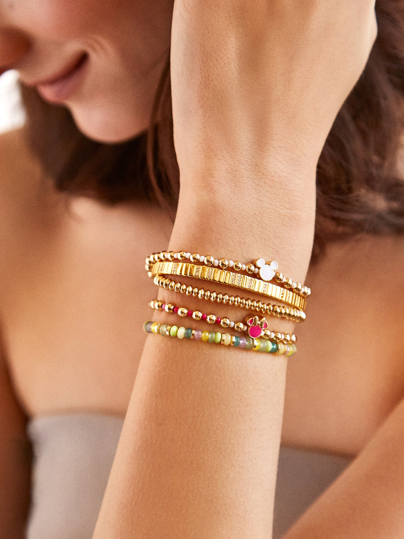 BaubleBar Pink Ombre - Disney gold beaded stretch bracelet