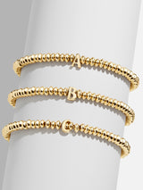 BaubleBar Initial Paris Bracelet - Gold - Gold beaded stretch bracelet