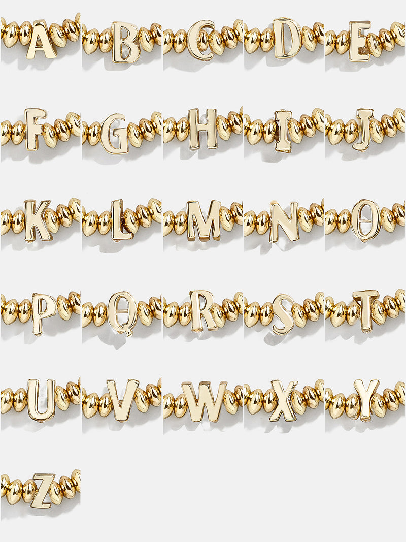 BaubleBar Initial Paris Bracelet - Gold - Gold beaded stretch bracelet