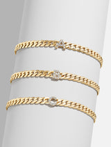 BaubleBar Pavé Initial Curb Chain Bracelet - Pull-tie link bracelet