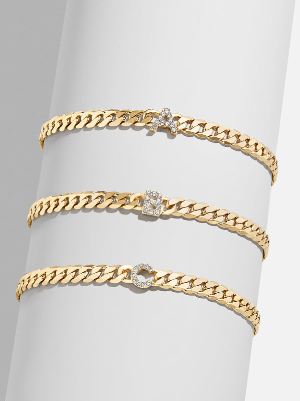 Pavé Initial Curb Chain Bracelet