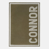 Your Name In Stripes Custom Blanket - Natural / Olive