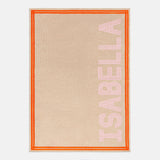Your Name In Stripes Custom Blanket - Tan / Pink