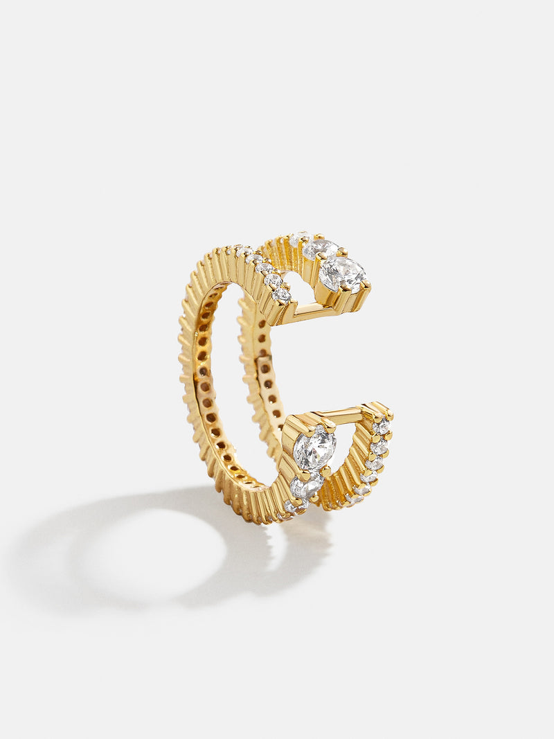 BaubleBar Kristina 18K Gold Ear Cuff - 18K Gold Plated Sterling Silver, Cubic Zirconia stones