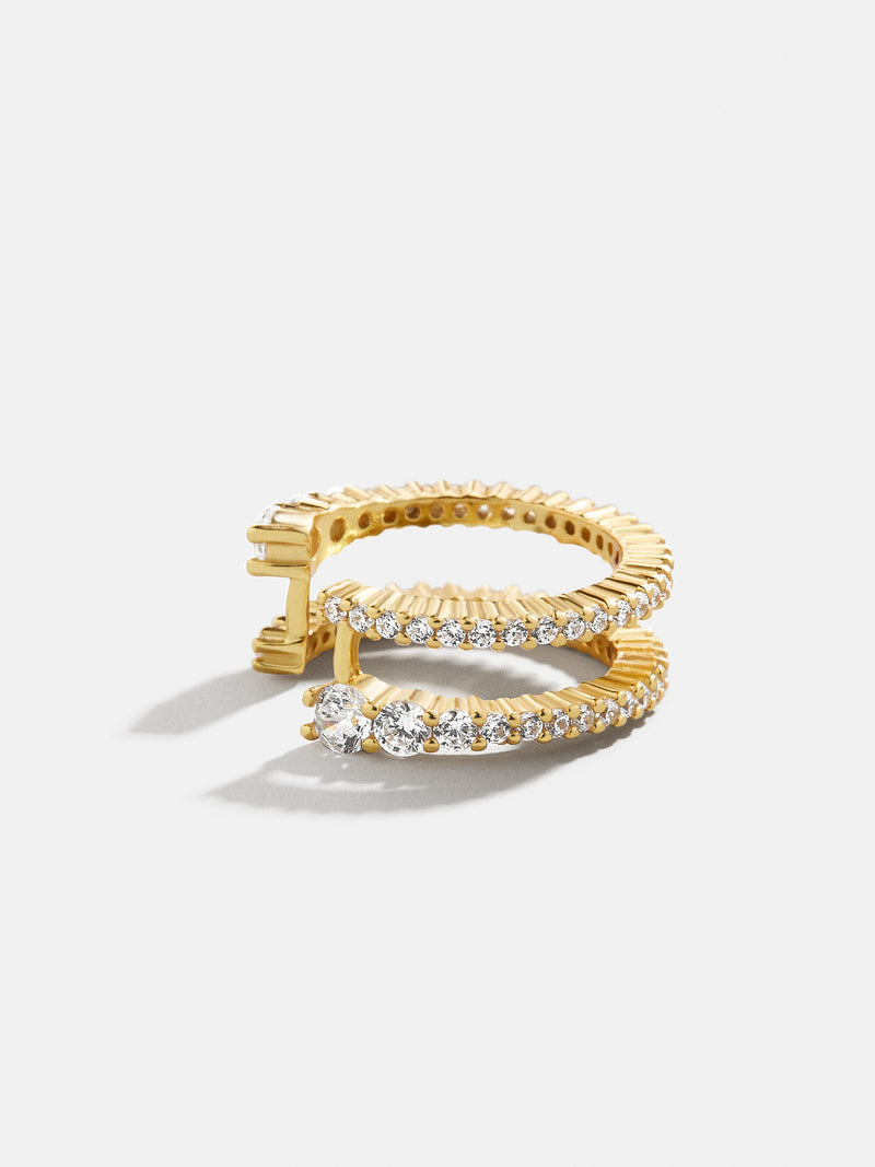 BaubleBar Kristina 18K Gold Ear Cuff - 18K Gold Plated Sterling Silver, Cubic Zirconia stones