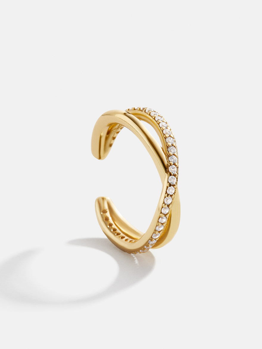 Mercedes 18K Gold Vermeil Ear Cuff - Gold/Pavé