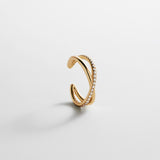 Mercedes 14K Gold Ear Cuff - Gold/Pavé