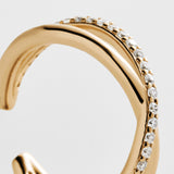 Mercedes 14K Gold Ear Cuff - Gold/Pavé