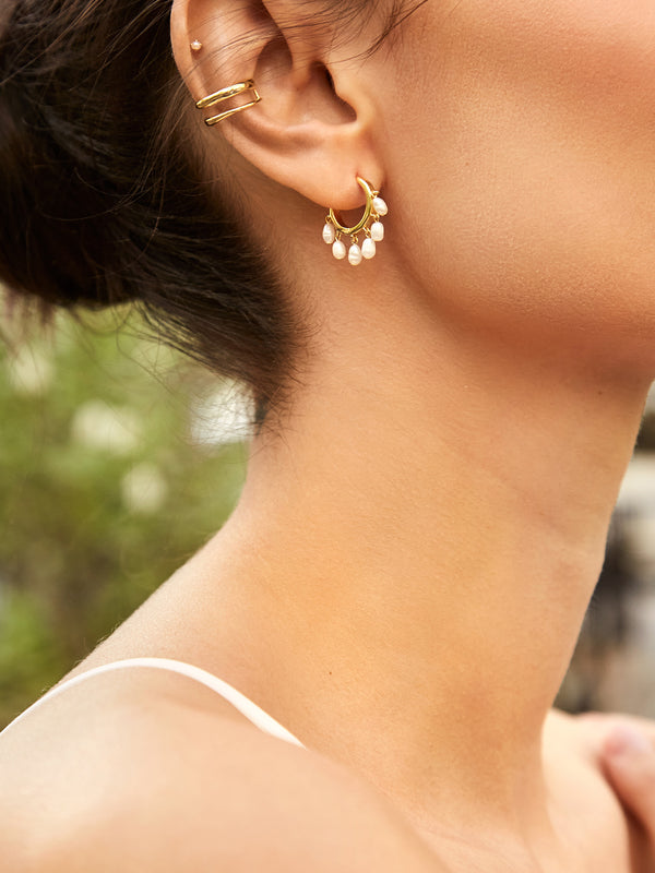 Emily 18K Gold Earrings - Pearl
